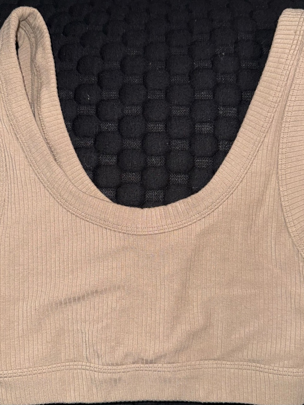 ALO Yoga Wellness Ribbed Scoop Neck Bra Top - Taupe